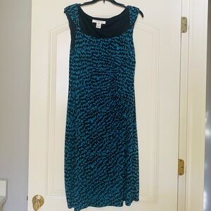 Evan Picone Teal and Black Dress